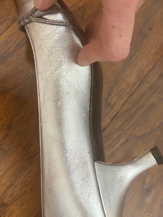 Stuart Weitzman Pointed-Toe Metallic Flats - Silver Gray - Picture 4 of 7